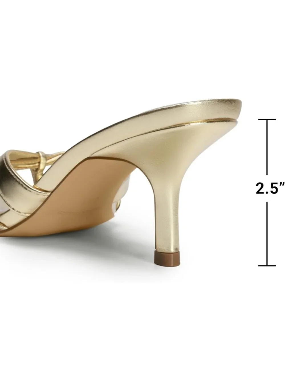 Women's Light Gold Faux Leather Square Open Toe Thong Mules Strappy Kitten Heels